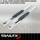 TrailFX Step Nerf Bar For Ford Bronco - With Step Pads, 4 Inch Oval Straight, With Welded End Caps (A1556S)