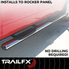 TrailFX Step Nerf Bar For Ford Bronco - With Step Pads, 4 Inch Oval Straight, With Welded End Caps (A1556S)