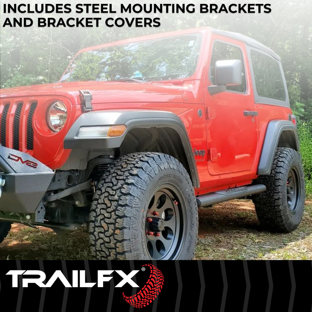 TrailFX Step Nerf Bar For Toyota Tundra - With Step Pads, 4 Inch Oval Straight, With Welded End Caps (A1557T)