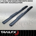 TrailFX Step Nerf Bar For Toyota Tundra - With Step Pads, 4 Inch Oval Straight, With Welded End Caps (A1558T)