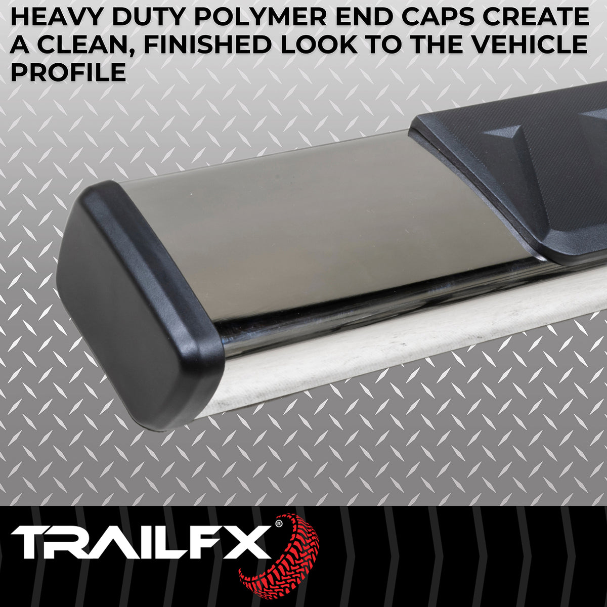 TrailFX Step Nerf Bar For Ford Trucks - With Step Pads 4 Inch Trapezoidal Straight Polished (A4004S)