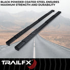 TrailFX Step Nerf Bar For Ford Trucks - With Step Pads 4 Inch Trapezoidal Straight Powder Coated (A4006B)