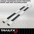TrailFX Step Nerf Bar For Dodge Ram 1500, Ram 1500, Ram 1500 Classic - With Step Pads 4 Inch Trapezoidal Straight Polished (A4011S)
