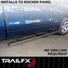 TrailFX Step Nerf Bar For Toyota Tacoma - With Step Pads, 4 Inch Trapezoidal Straight, With Plastic (A4023S)