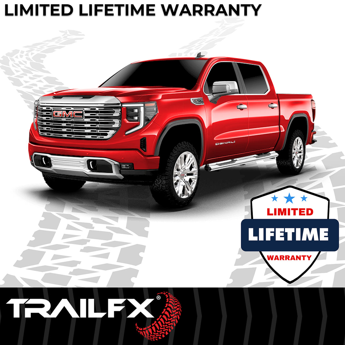 TrailFX Step Nerf Bar For Chevrolet, GMC Trucks - With Step Pads 5 Inch Oval Straight Polished Stainless (A7002S)