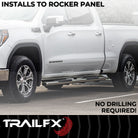 TrailFX Step Nerf Bar For Ford F-150 - With Step Pads 5 Inch Oval Straight Polished Stainless (A7013S)