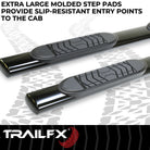 TrailFX Step Nerf Bar For Ford F-150, Ford F-250 Super Duty, Ford F-350 Super Duty - With Step Pads 5 Inch Oval Straight Powder Coated Black (A7041B)