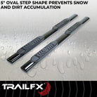 TrailFX Step Nerf Bar For Ford F-150, Ford F-250 Super Duty, Ford F-350 Super Duty - With Step Pads 5 Inch Oval Straight Powder Coated Black (A7041B)