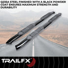 TrailFX Step Nerf Bar For Chevrolet, GMC Trucks - With Step Pads 5 Inch Oval Bent Powder Coated Black Steel (A7063B)