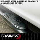TrailFX Step Nerf Bar For Chevrolet, GMC Trucks - With Step Pads 5 Inch Oval Bent Powder Coated Black Steel (A7064B)