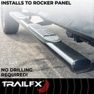 TrailFX Step Nerf Bar For Chevrolet, GMC Trucks - With Step Pads 5 Inch Oval Bent Powder Coated Black Steel (A7066B)