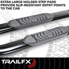 TrailFX Step Nerf Bar For Toyota Tacoma - With Step Pads 5 Inch Oval Bent Powder Coated Black Steel (A7068B)