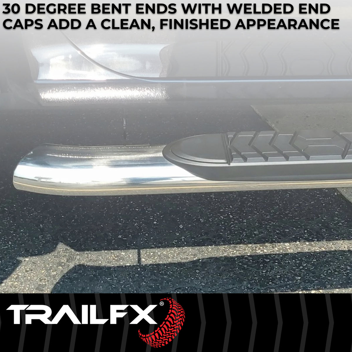 TrailFX Step Nerf Bar For Toyota Tundra - With Step Pads 5 Inch Oval Bent Polished Stainless Steel (A7078S)