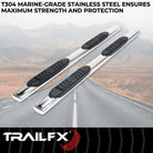 TrailFX Step Nerf Bar For Ram 1500 - With Step Pads 5 Inch Oval Straight Polished Stainless (A7082S)