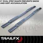 TrailFX Step Nerf Bar For Toyota Tundra - With Step Pads, With Bed Step, 5 Inch Oval Straight (A7100T)