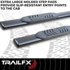 TrailFX Step Nerf Bar For Toyota Tundra - With Step Pads, With Bed Step, 5 Inch Oval Straight (A7101T)