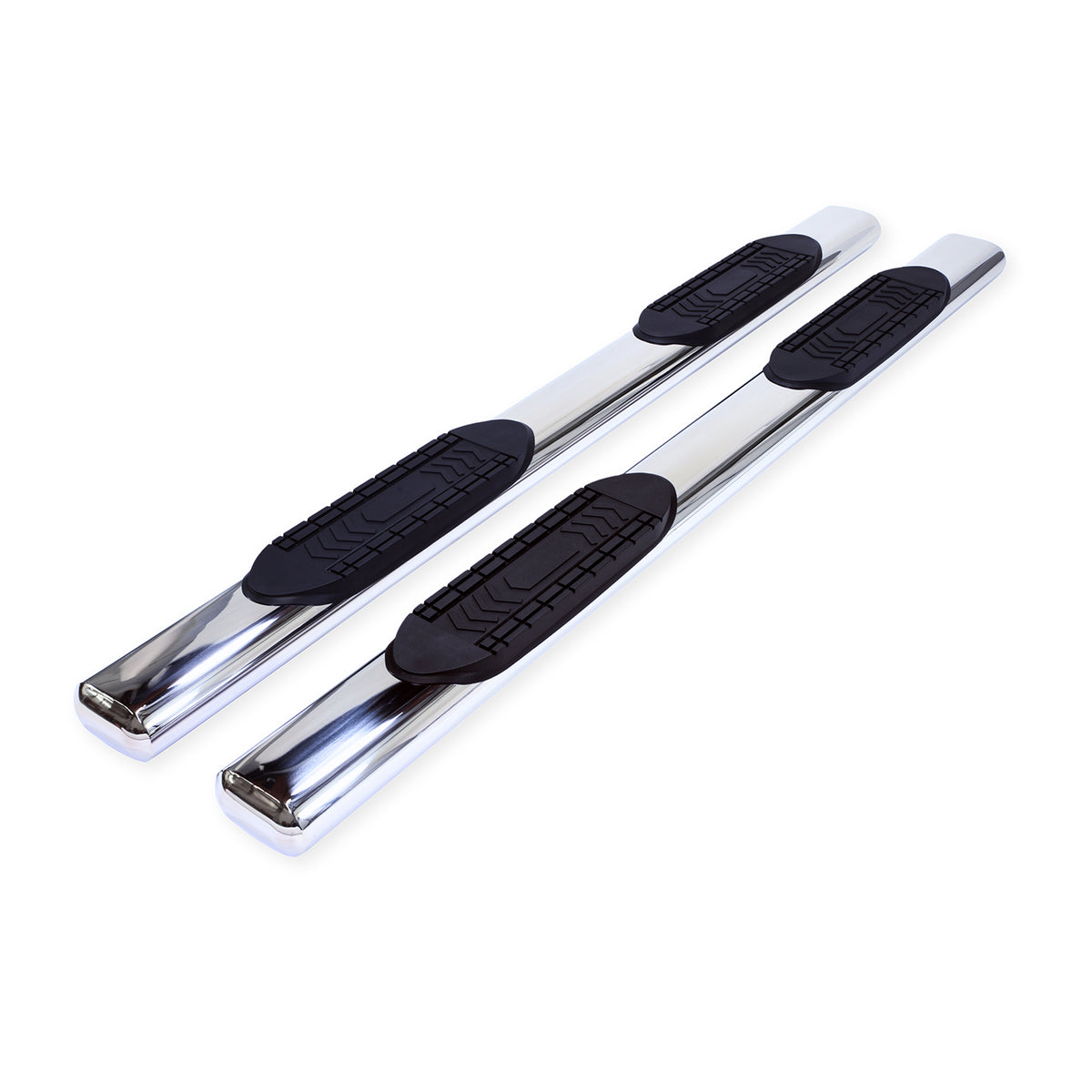 TrailFX Step Nerf Bar For Chevrolet, GMC Trucks - With Step Pads 6 Inch Oval Straight Polished Stainless (A8220S)