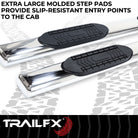 TrailFX Step Nerf Bar For Chevrolet, GMC Trucks - With Step Pads 6 Inch Oval Straight Polished Stainless (A8221S)