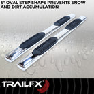 TrailFX Step Nerf Bar For Chevrolet, GMC Trucks - With Step Pads 6 Inch Oval Straight Polished Stainless (A8221S)