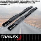 TrailFX Step Nerf Bar For Ford Trucks - With Step Pads 6 Inch Oval Straight Powder Coated Black (A8223B)