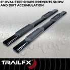 TrailFX Step Nerf Bar For Dodge, Ram Trucks - With Step Pads 6 Inch Oval Straight Powder Coated Black (A8244B)
