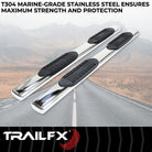 TrailFX Step Nerf Bar For Ram 1500 - With Step Pads 6 Inch Oval Straight Polished Stainless (A8249S)