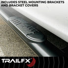 TrailFX Step Nerf Bar For Chevrolet, GMC Trucks - With Step Pads, 6 Inch Oval Straight, With Welded End Caps (A8255B)