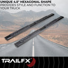 TrailFX Step Nerf Bar For Chevrolet Colorado, GMC Canyon - With Step Pads, 4 1/2 Inch Hexagonal Straight, With Plastic (AL4002B)