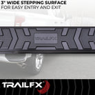 TrailFX Step Nerf Bar For Chevrolet Colorado, GMC Canyon - With Step Pads, 4 1/2 Inch Hexagonal Straight, With Plastic (AL4002B)