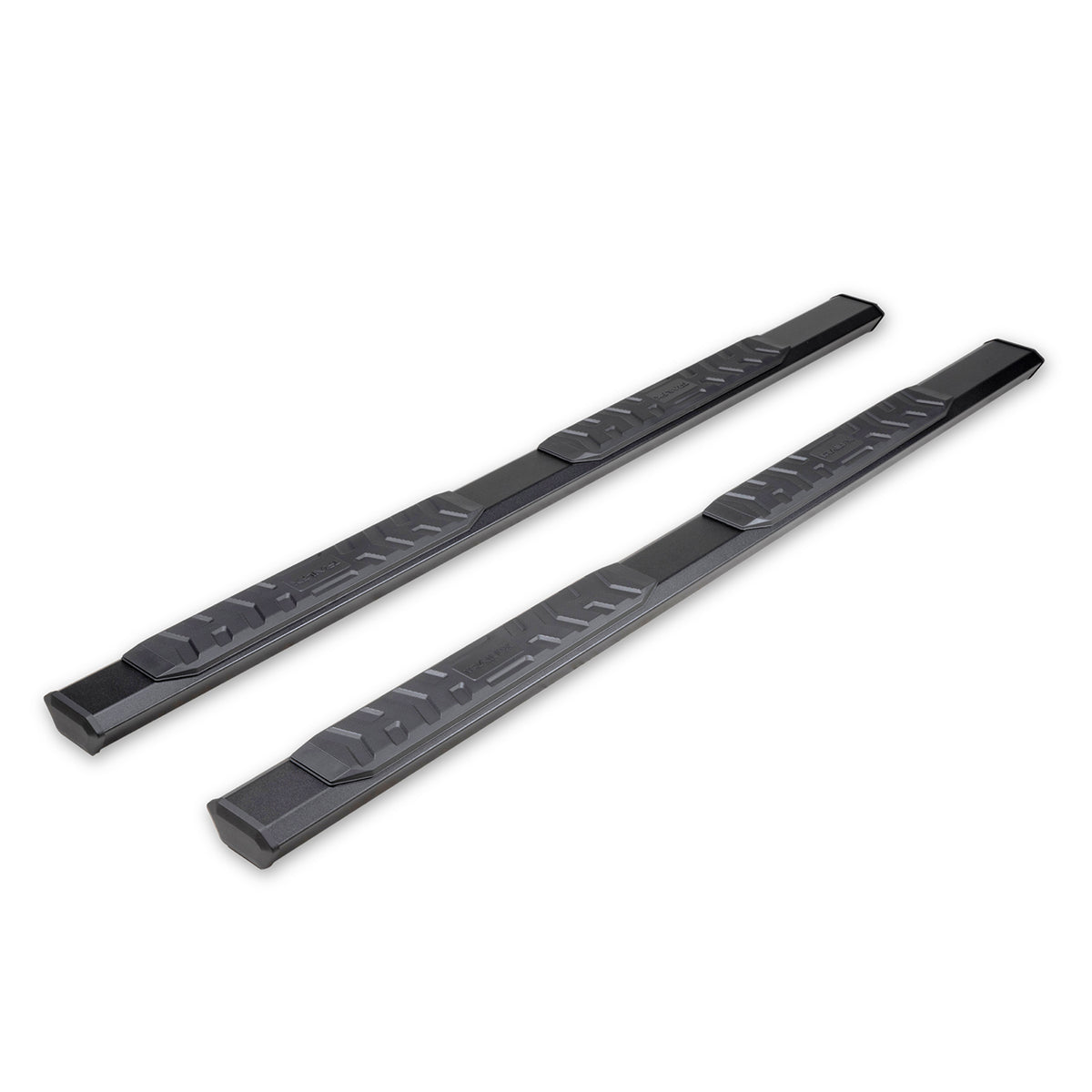TrailFX Step Nerf Bar For Chevrolet, GMC Trucks - With Step Pads, 4 1/2 Inch Hexagonal Straight, With Plastic (AL4003B)