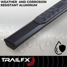 TrailFX Step Nerf Bar For Chevrolet, GMC Trucks - With Step Pads, 4 1/2 Inch Hexagonal Straight, With Plastic (AL4005B)