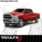 TrailFX Step Nerf Bar For Dodge, Ram Trucks - With Step Pads, 4 1/2 Inch Hexagonal Straight, With Plastic (AL4009B)