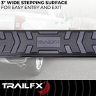 TrailFX Step Nerf Bar For Dodge, Ram Trucks - With Step Pads, 4 1/2 Inch Hexagonal Straight, With Plastic (AL4009B)