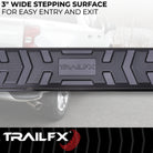 TrailFX Step Nerf Bar For Nissan TITAN - With Step Pads, 4 1/2 Inch Hexagonal Straight, With Plastic (AL4015B)