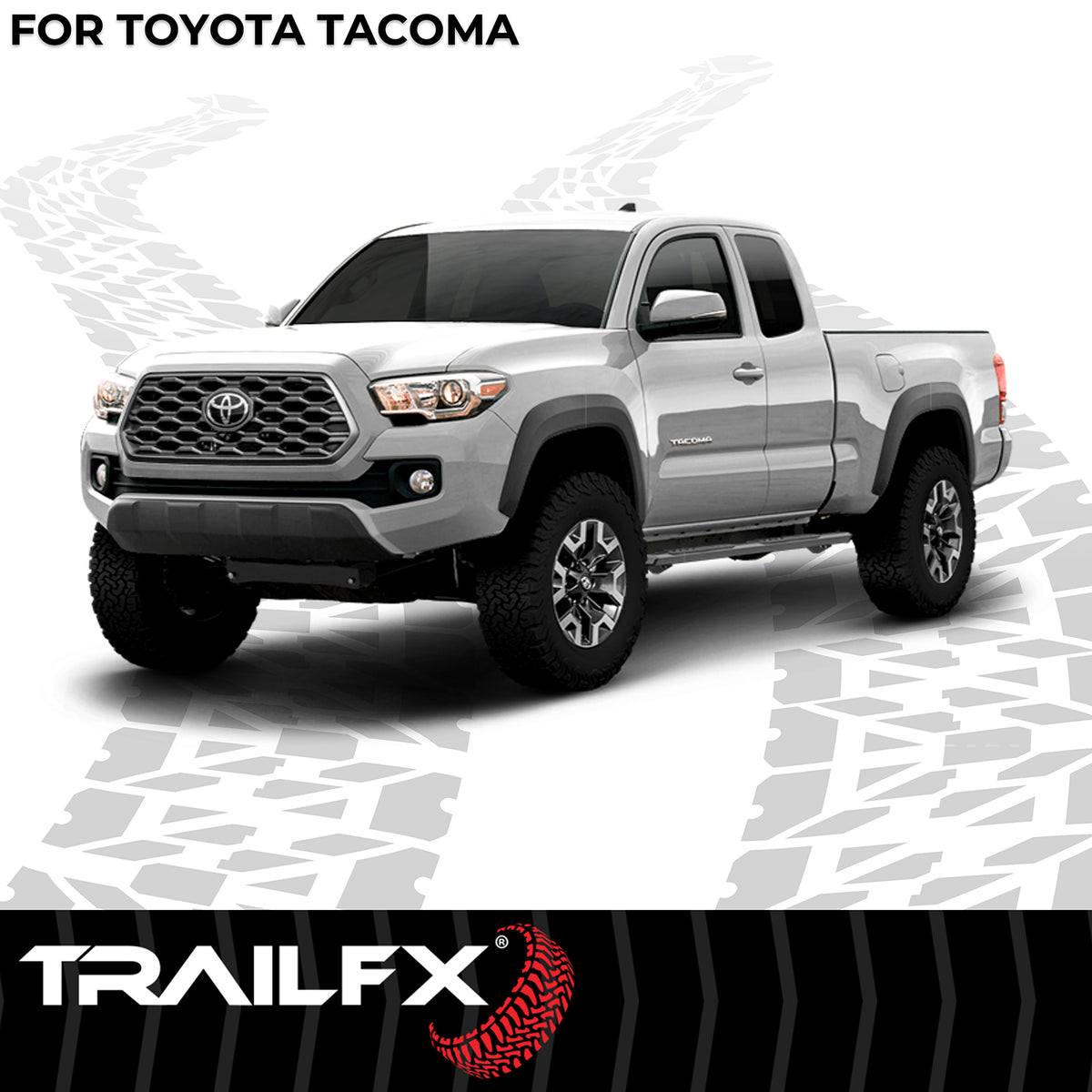 TrailFX Step Nerf Bar For Toyota Tacoma - With Step Pads, 4 1/2 Inch Hexagonal Straight, With Plastic (AL4016B)