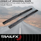 TrailFX Step Nerf Bar For Toyota Tacoma - With Step Pads, 4 1/2 Inch Hexagonal Straight, With Plastic (AL4017B)