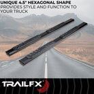 TrailFX Step Nerf Bar For Toyota Tundra - With Step Pads, 4 1/2 Inch Hexagonal Straight, With Plastic (AL4018B)