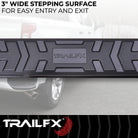 TrailFX Step Nerf Bar For Toyota Tundra - With Step Pads, 4-1/2 Inch Hexagonal Straight, With Plastic (AL4022B)