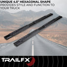 TrailFX Step Nerf Bar For Toyota Land Cruiser - With Step Pads, Powder Coated, Titanium Black, Aluminum (AL4026B)