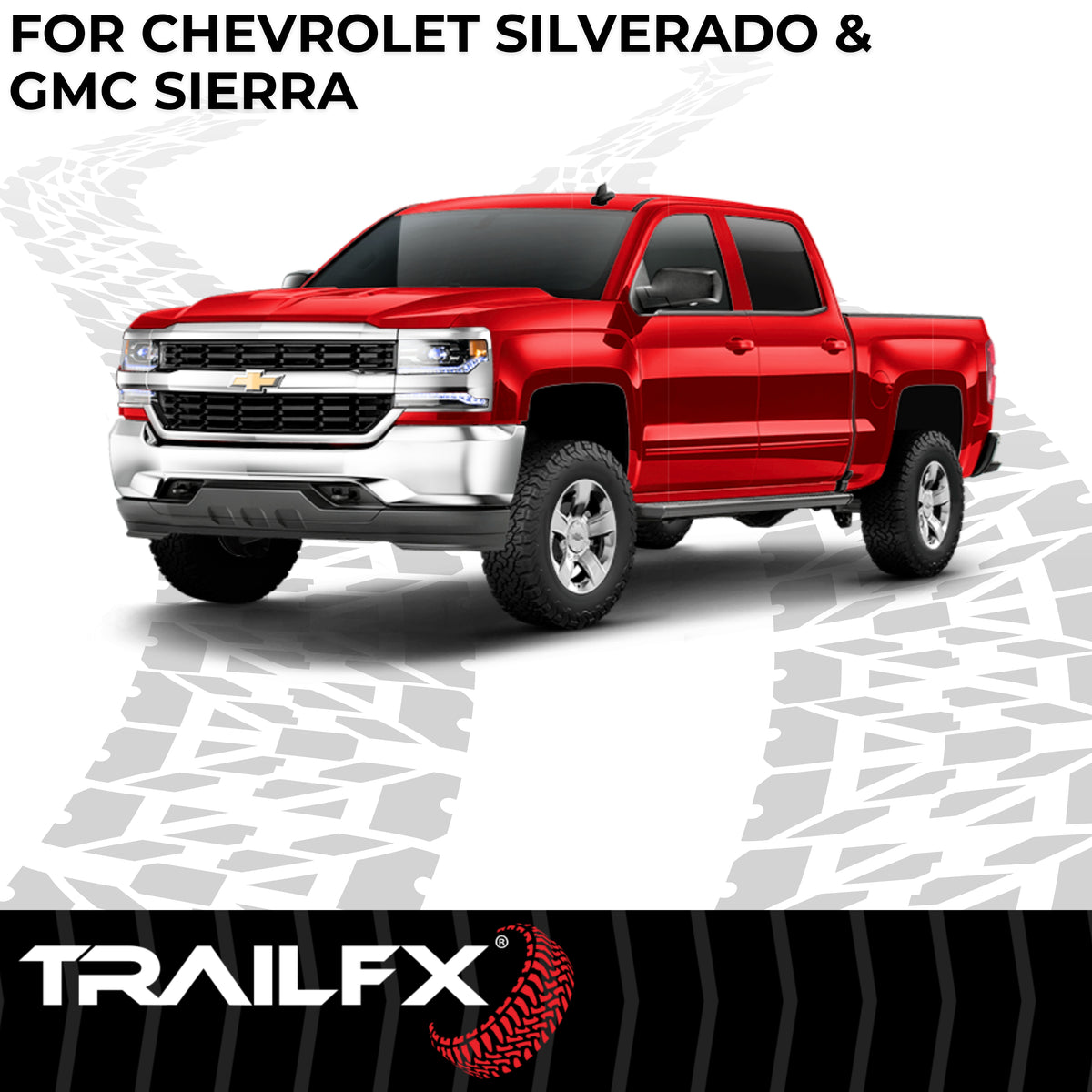 TrailFX Running Board For Chevrolet, GMC Trucks - With 6-1/2 Inch Wide Step Area, With Welded End Caps/ (AL6002B)