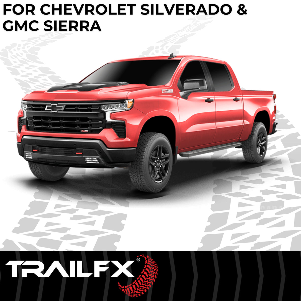 TrailFX Running Board For Chevrolet, GMC Trucks - With 6-1/2 Inch Wide Step Area, With Welded End Caps/ (AL6004B)