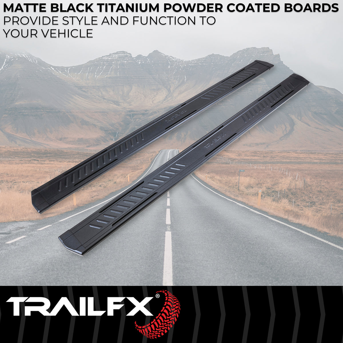 TrailFX Running Board For Chevrolet, GMC Trucks - With 6-1/2 Inch Wide Step Area, With Welded End Caps/ (AL6005B)