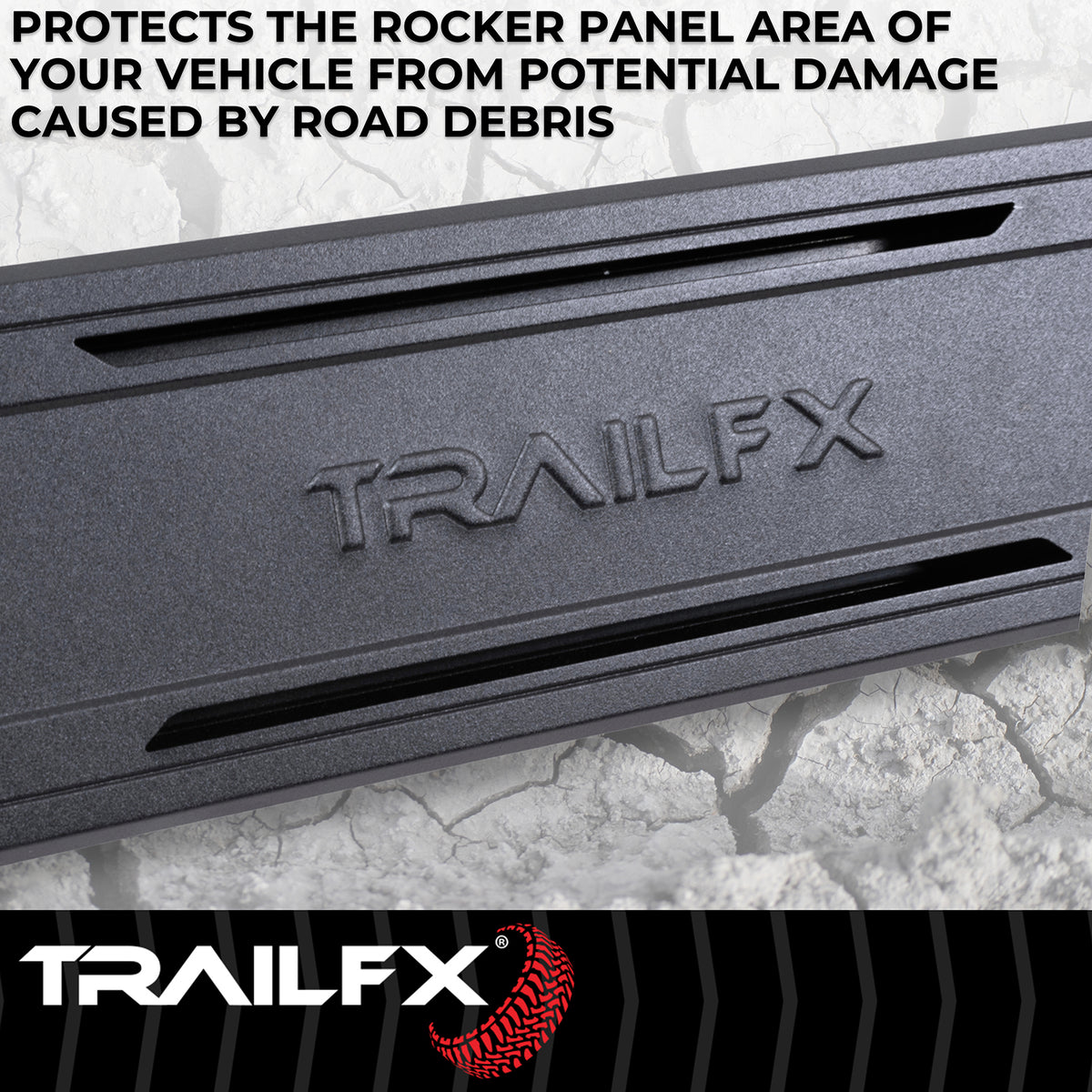 TrailFX Running Board For Dodge Ram 1500, Ram 1500, Ram 1500 Classic - With 6-1/2 Inch Wide Step Area, With Welded End Caps/ (AL6010B)