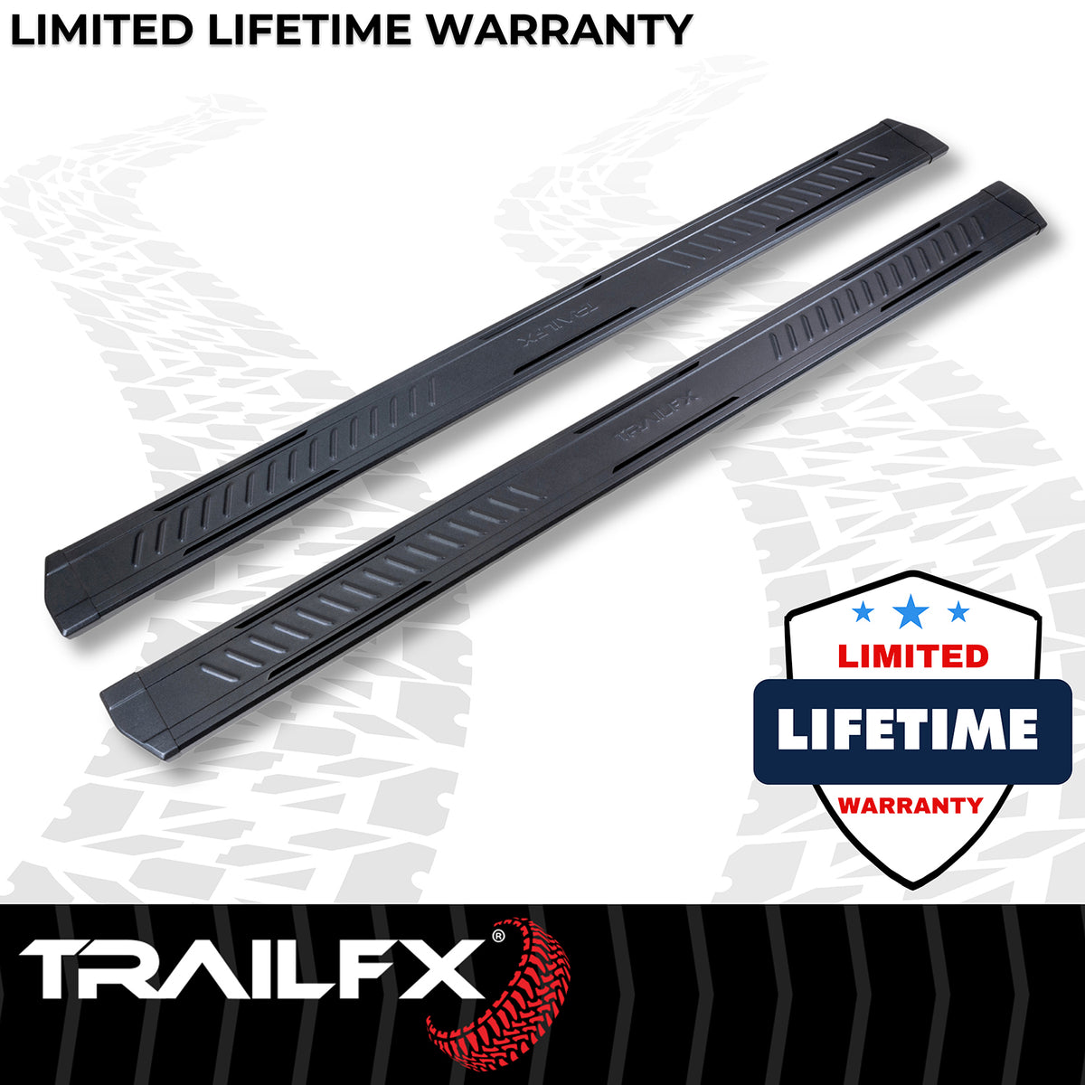 TrailFX Running Board For Dodge, Ram Trucks - With 6-1/2 Inch Wide Step Area, With Welded End Caps/ (AL6011B)