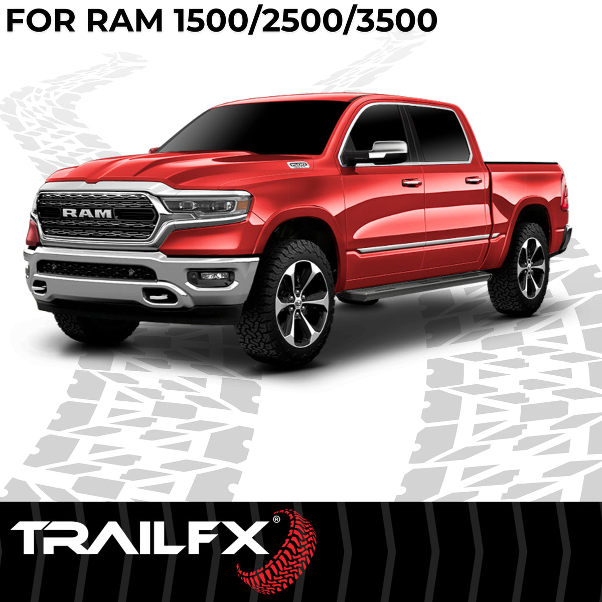 TrailFX Running Board For Dodge, Ram Trucks - With 6-1/2 Inch Wide Step Area, With Welded End Caps/ (AL6011B)