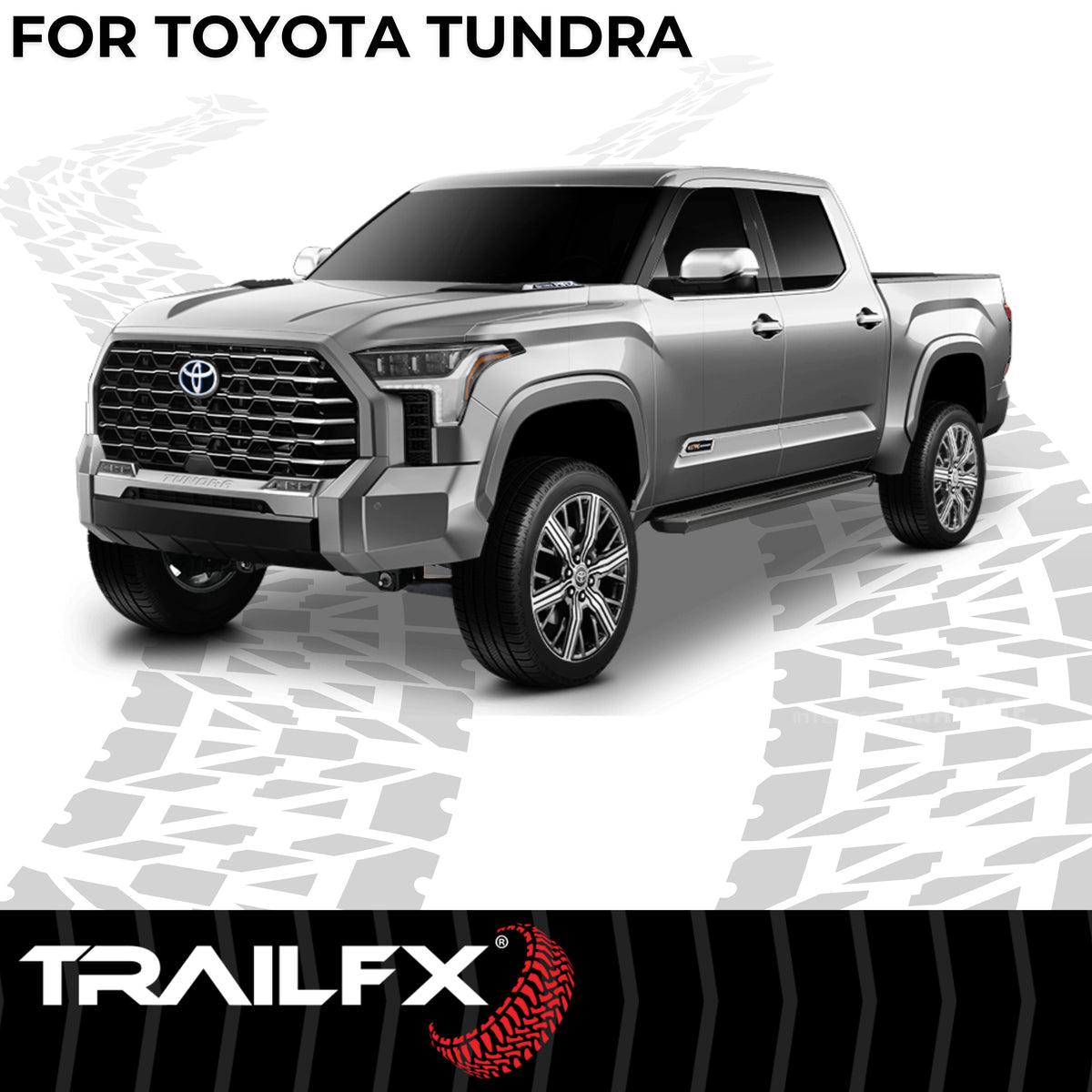 TrailFX Running Board For Toyota Tundra - With 6-1/2 Inch Wide Step Area, With Welded End Caps/ (AL6016B)