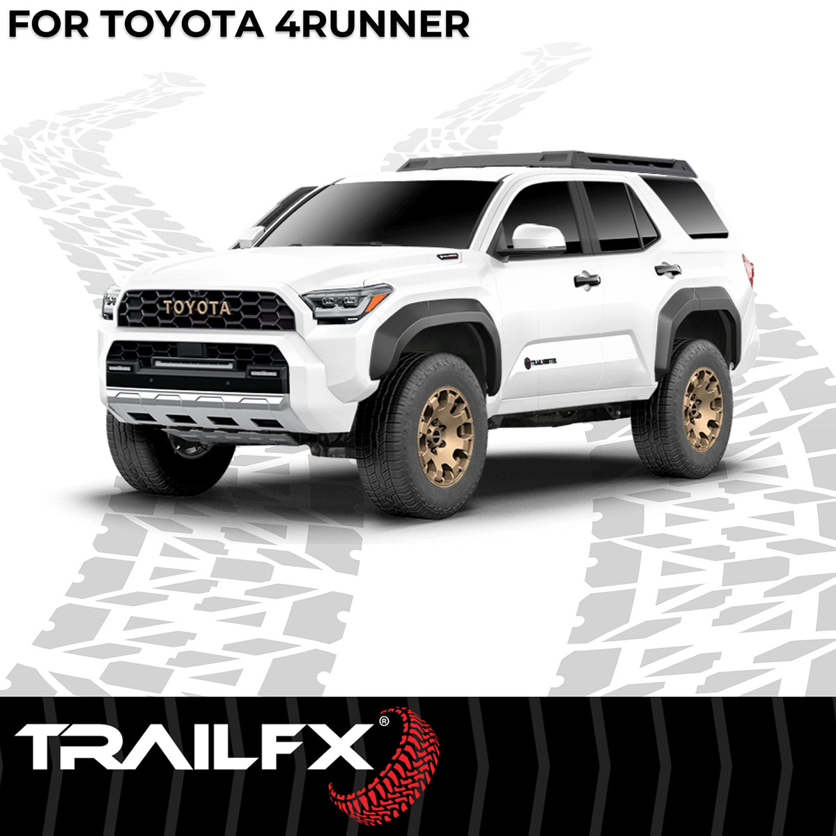 TrailFX Running Board For Toyota 4Runner - Powder Coated, Titanium Black, Aluminum, With Welded End (AL6019B)
