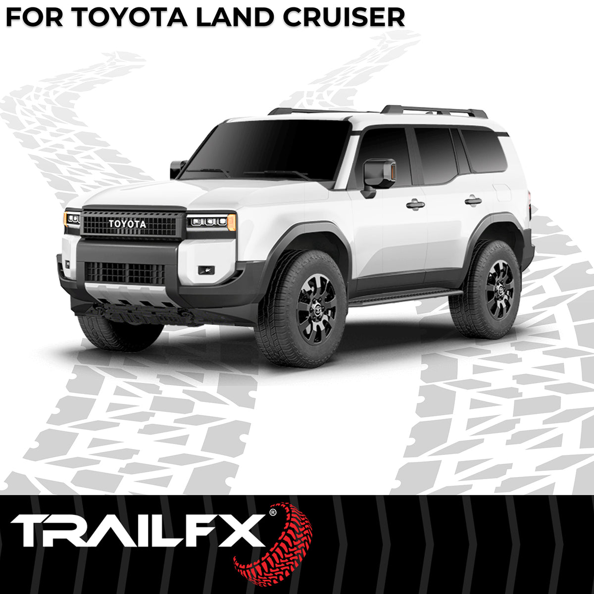 TrailFX Running Board For Toyota Land Cruiser - Powder Coated, Titanium Black, Aluminum, With Welded End (AL6020B)