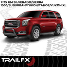 TrailFX Bull Bar For Cadillac, Chevrolet, GMC Trucks - Powder Coated Black Steel 3 Inch Diameter With Skid Plate (B0033B)