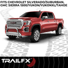 TrailFX Bull Bar For Cadillac, Chevrolet, GMC Trucks - Polished Stainless Steel 3 Inch Diameter With Skid Plate (B0033S)